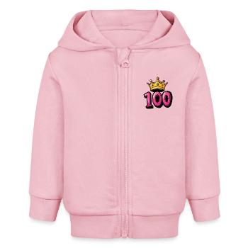 Couronne à 100 chiffres - Veste à capuche bébé bio Stanley/Stella - rose pâle - Devant