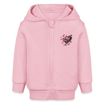 Poulet Fleurs et Coeurs - Veste à capuche bébé bio Stanley/Stella - rose pâle - Devant
