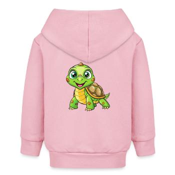 Schildkröte Niedliche Zeichentrickfigur Kawaii Clipart - Baby Organic Kapuzenjacke Baby Connector von Stanley/Stella - Hellrosa - Hinten