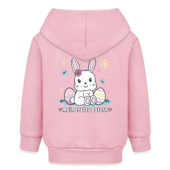 Mein erstes Ostern niedlicher Hase mit Ostereiern - Baby Organic Kapuzenjacke Baby Connector von Stanley/Stella - Hellrosa - Hinten