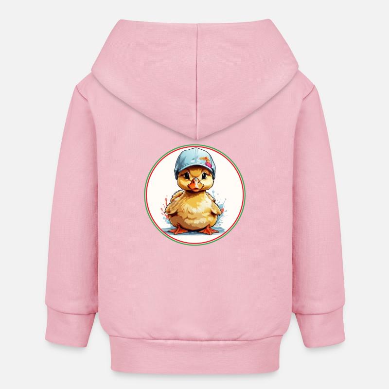 Mignon caneton coquin avec casquette - Veste à capuche bébé bio Stanley/Stella - rose pâle