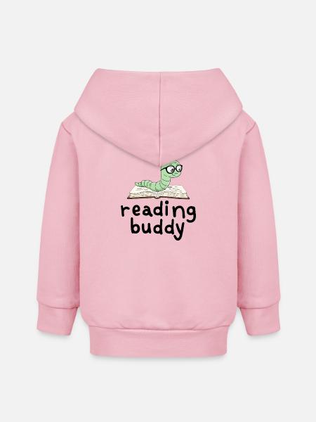 Lesefreund Niedlicher Bücherwurm Mit Buch - Baby Organic Kapuzenjacke Baby Connector von Stanley/Stella - Hellrosa