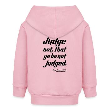 Ne jugez pas, de peur qu’on ne vous juge. - Veste à capuche bébé bio Stanley/Stella - rose pâle - Dos
