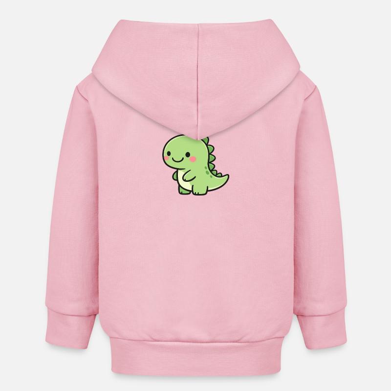 Petit Dino Vert - Veste à capuche bébé bio Stanley/Stella - rose pâle