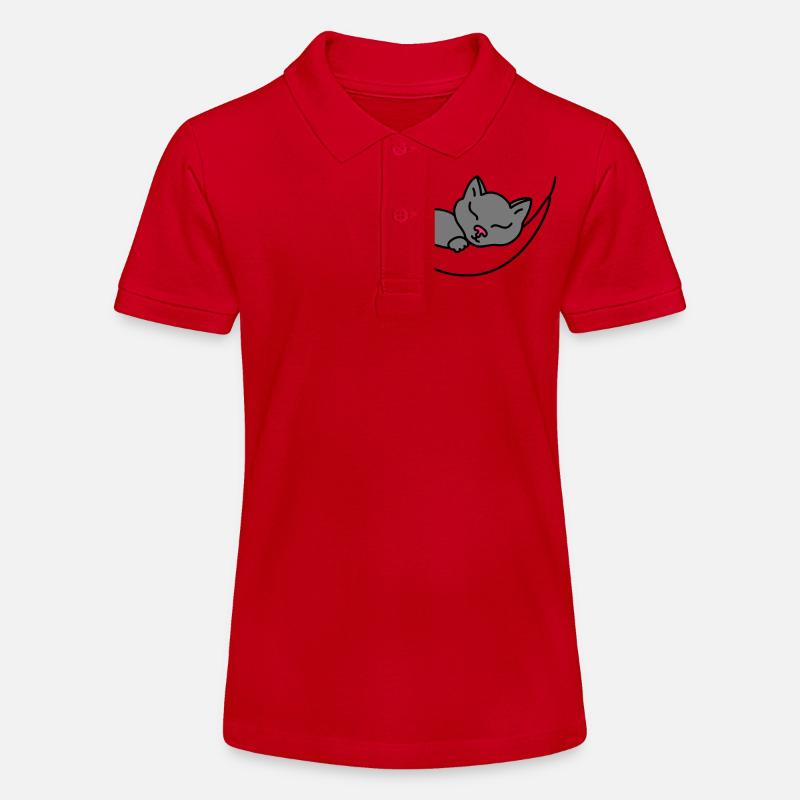 Chat endormi - Polo bio MINI SPRINTER Stanley/Stella Ado - rouge