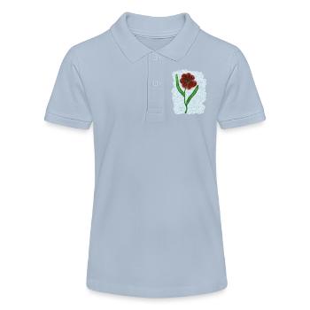 Rusty Red Flower with Green Leaves - Stanley/Stella Teen Organic Polo Shirt MINI SPRINTER - red - Front