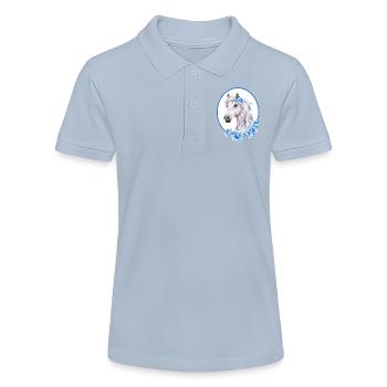Romantic White Horse - Roses Light Blue - Stanley/Stella Teen Organic Polo Shirt MINI SPRINTER - red - Front