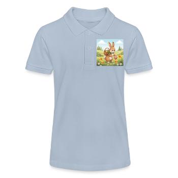 Easter bunny with basket and eggs - Stanley/Stella Teen Organic Polo Shirt MINI SPRINTER - red - Front