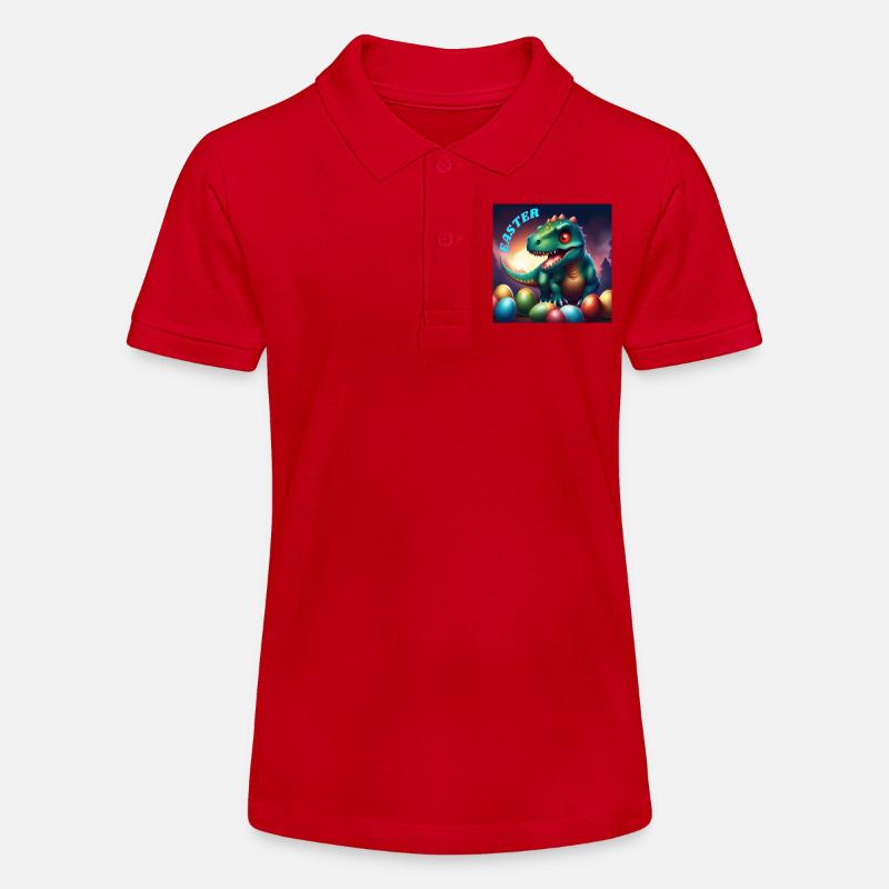 Dinosaure Yeux rouges Pâques - Polo bio MINI SPRINTER Stanley/Stella Ado - rouge