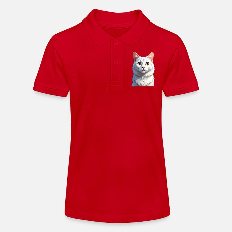 Chat blanc - Polo bio MINI SPRINTER Stanley/Stella Ado - rouge