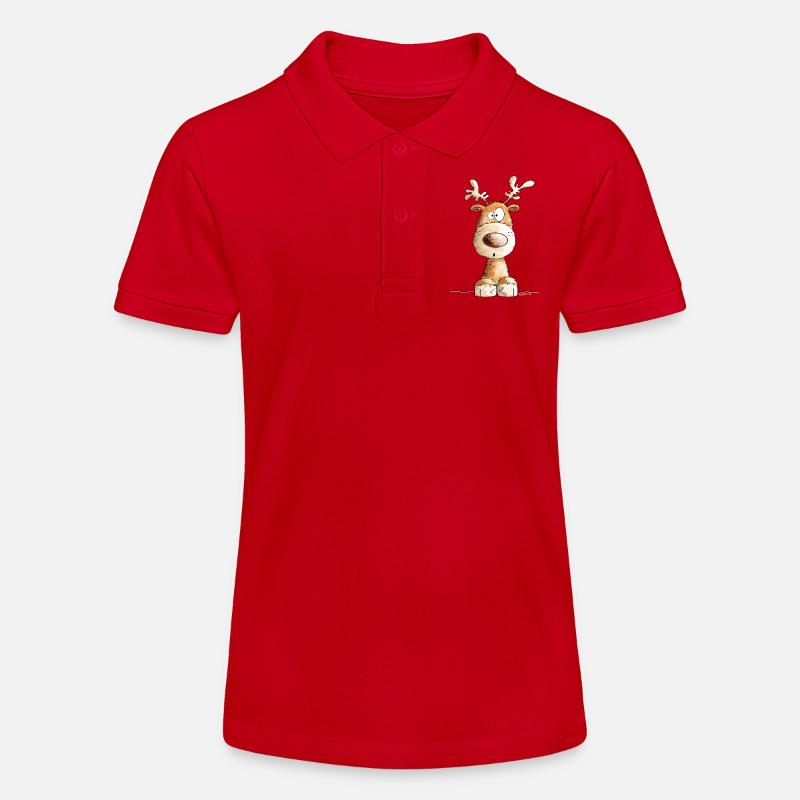 Petit Renne de Noël par MODARTIS - Polo bio MINI SPRINTER Stanley/Stella Ado - rouge