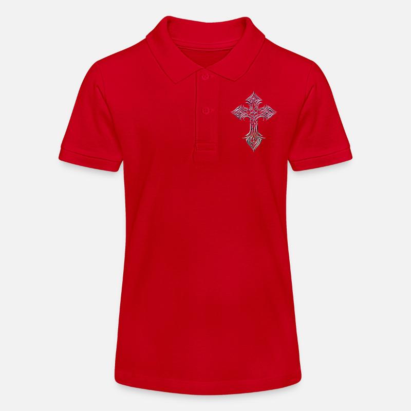 Glyphe de croix irisée - Polo bio MINI SPRINTER Stanley/Stella Ado - rouge