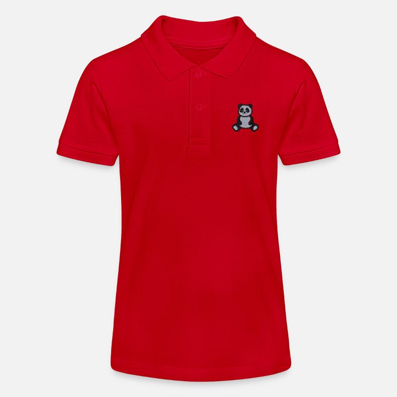 Panda brodé - Polo bio MINI SPRINTER Stanley/Stella Ado - rouge