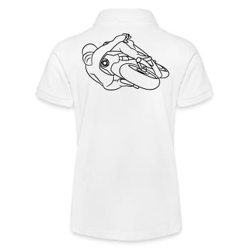 Rennmotorrad in Schräglage - von hinten, dunkel - Stanley/Stella Teenager Bio-Poloshirt MINI SPRINTER - Weiß - Hinten