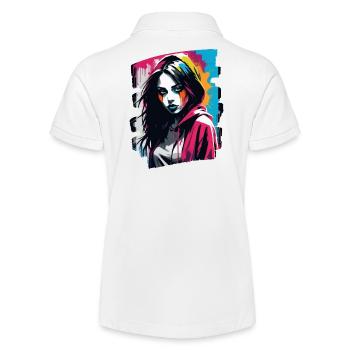 "Color Craze: Die Maskierte Fashionista" - Stanley/Stella Teenager Bio-Poloshirt MINI SPRINTER - Weiß - Hinten