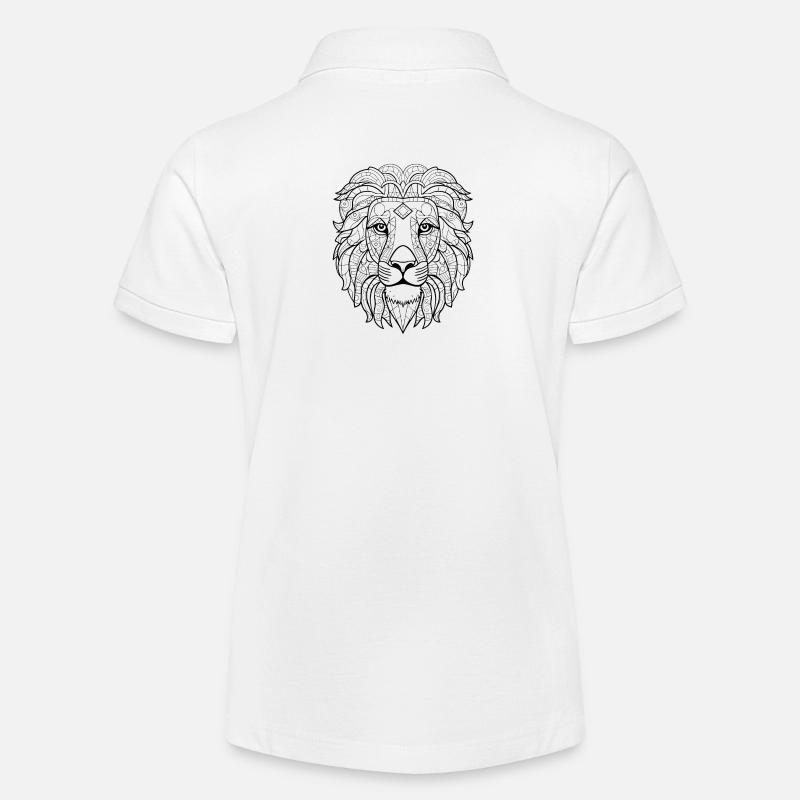 Essence de Lion majestueux : Mât d’art au trait monochrome - Polo bio MINI SPRINTER Stanley/Stella Ado - blanc