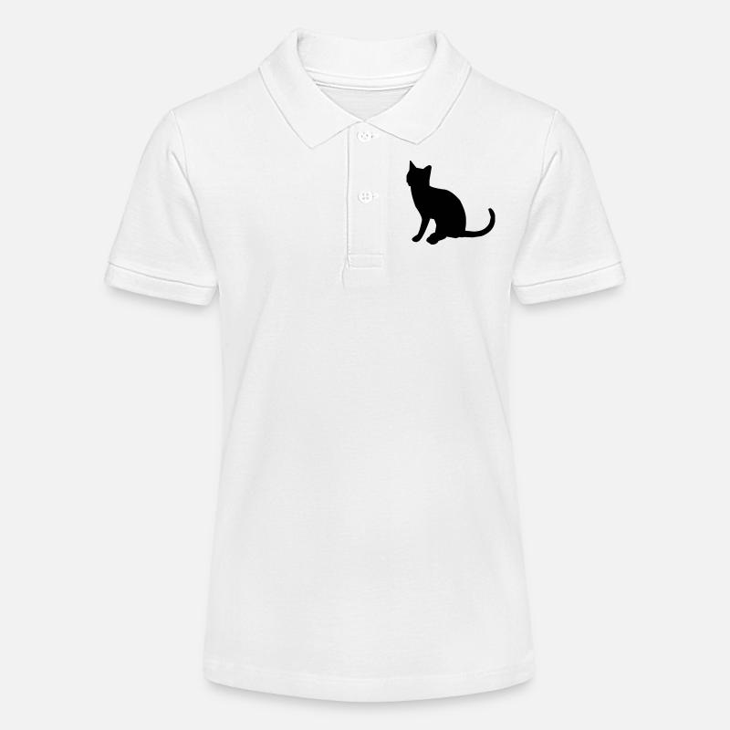 Sitzende Katze - Stanley/Stella Teenager Bio-Poloshirt MINI SPRINTER - Weiß
