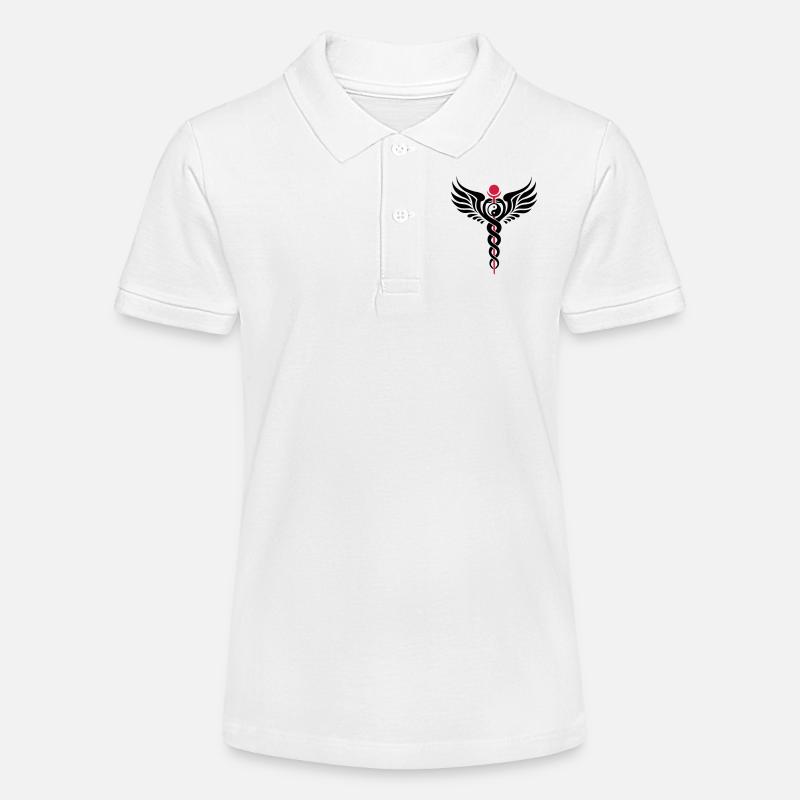 Caduceus, Yin Yang, Winged Serpent, Hermetic - Polo bio MINI SPRINTER Stanley/Stella Ado - blanc