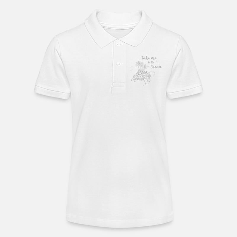 Slogan « Emmenez-moi à l’océan » - Turtle Island - Polo bio MINI SPRINTER Stanley/Stella Ado - blanc