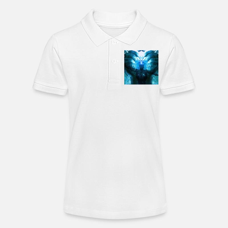 Reflective Deep Blue Creature - Stanley/Stella Teen Organic Polo Shirt MINI SPRINTER - white