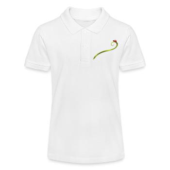 Ladybug on curved blade of grass - Stanley/Stella Teen Organic Polo Shirt MINI SPRINTER - white - Front