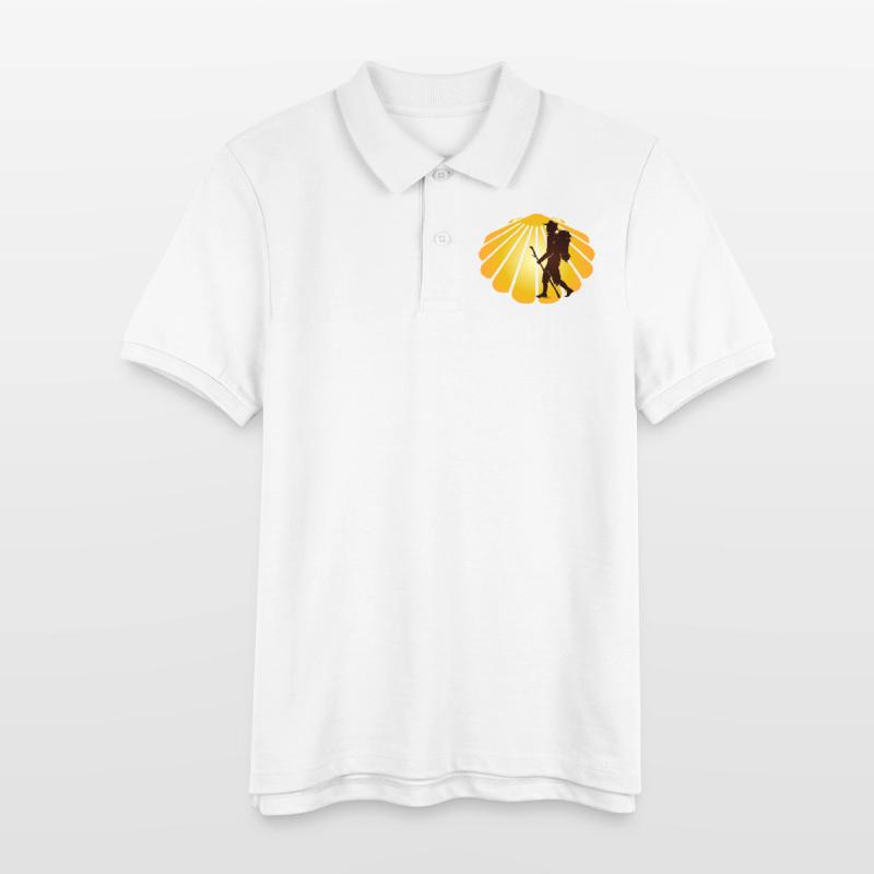 A pilgrim on a pilgrimage path with scallops Stanley/Stella Teen Organic Polo Shirt MINI SPRINTER