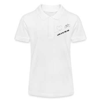 Heart and Bicycle Motif in Minimalist Style - Stanley/Stella Teen Organic Polo Shirt MINI SPRINTER - white - Front