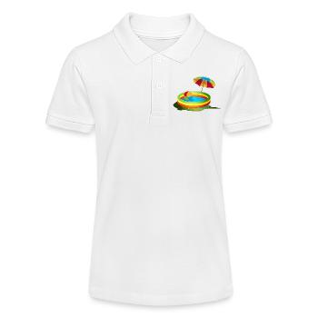 Buntes Planschbecken mit Sonnenschirm und Ball - Stanley/Stella Teenager Bio-Poloshirt MINI SPRINTER - Weiß - Vorne