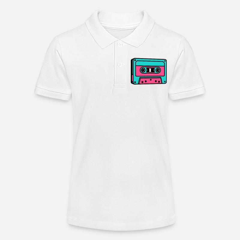 Cassette néon Popart 80s - Polo bio MINI SPRINTER Stanley/Stella Ado - blanc