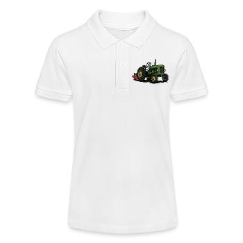 Green tractor in the light of agriculture - Stanley/Stella Teen Organic Polo Shirt MINI SPRINTER - white - Front