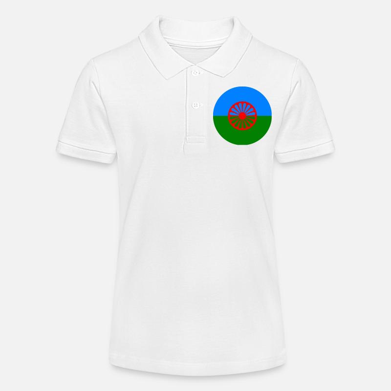 autocollant rond drapeau du peuple roumain idée cadeau - Polo bio MINI SPRINTER Stanley/Stella Ado - blanc