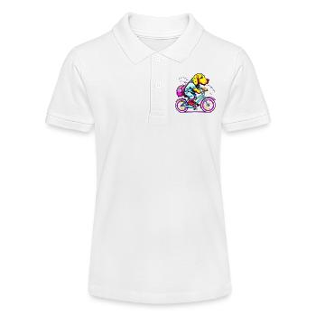 Hund fährt Velo comic style transparent - Stanley/Stella Teenager Bio-Poloshirt MINI SPRINTER - Weiß - Vorne