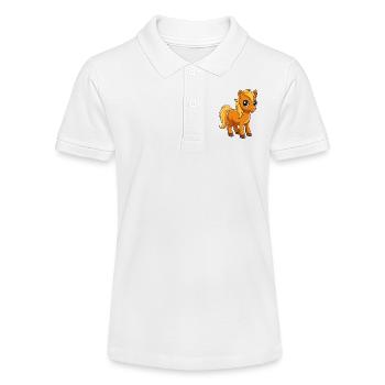 Pferd Niedliche Maskottchen Zeichentrickfigur Kawaii - Stanley/Stella Teenager Bio-Poloshirt MINI SPRINTER - Weiß - Vorne