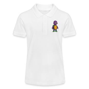 Schildkröte Lustige Kawaii Cartoon Figur Clipart - Stanley/Stella Teenager Bio-Poloshirt MINI SPRINTER - Weiß - Vorne