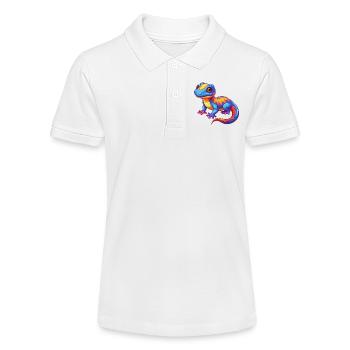 Salamander Bunte Kawaii Zeichentrickfigur - Stanley/Stella Teenager Bio-Poloshirt MINI SPRINTER - Weiß - Vorne