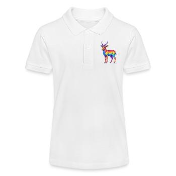 Impala Bunte Kawaii Cartoon Figur Clipart - Stanley/Stella Teenager Bio-Poloshirt MINI SPRINTER - Weiß - Vorne