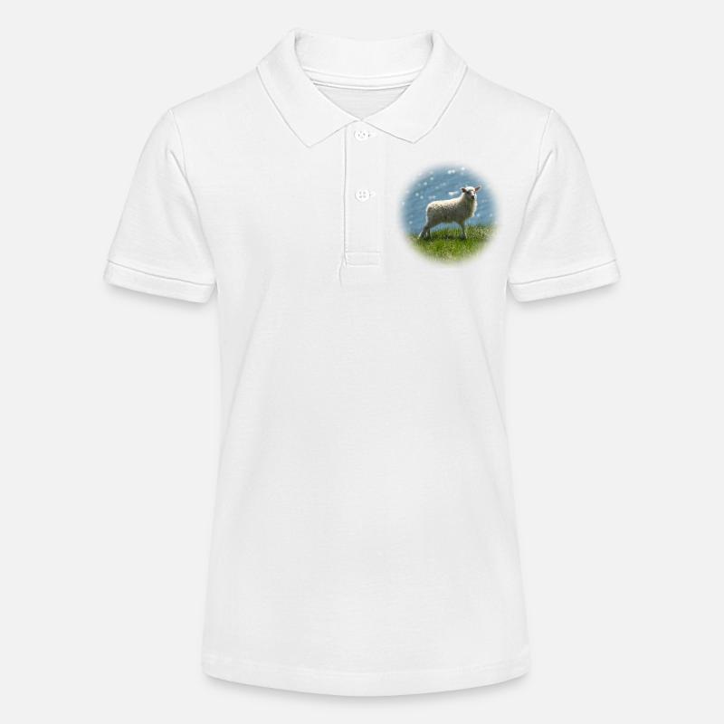 Jeunes moutons d’Islande dans un pré - Polo bio MINI SPRINTER Stanley/Stella Ado - blanc