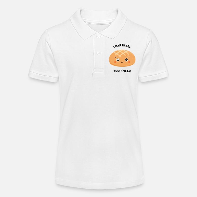 Jeu de mots sur le pain mignon - Le pain est tout ce que vous pétrissez - Polo bio MINI SPRINTER Stanley/Stella Ado - blanc