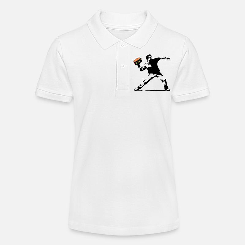 Hamburger Pop Art Burst - Polo bio MINI SPRINTER Stanley/Stella Ado - blanc