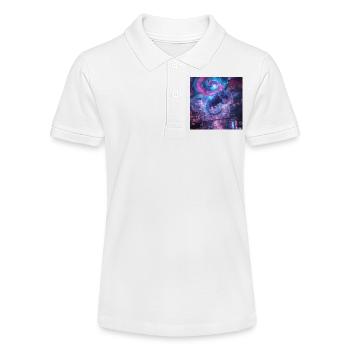 Neon dragon over megacity - Stanley/Stella Teen Organic Polo Shirt MINI SPRINTER - white - Front