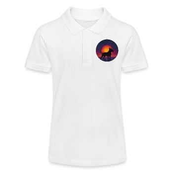 Neon-Sonnenuntergangs-Hund-Silhouette - Stanley/Stella Teenager Bio-Poloshirt MINI SPRINTER - Weiß - Vorne