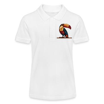 Toucan in Glass Mosaic Style Artful Bird Design - Stanley/Stella Teen Organic Polo Shirt MINI SPRINTER - white - Front