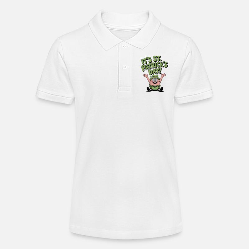 Étoile de mer verte St Patrick Design - Polo bio MINI SPRINTER Stanley/Stella Ado - blanc