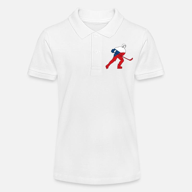 Joueur de hockey avec le drapeau tchèque - Polo bio MINI SPRINTER Stanley/Stella Ado - blanc