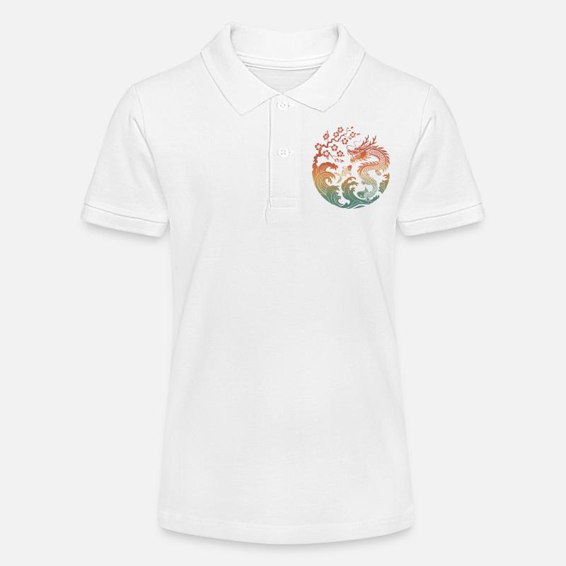 Conception du cercle Dragon & Koi - Polo bio MINI SPRINTER Stanley/Stella Ado - blanc