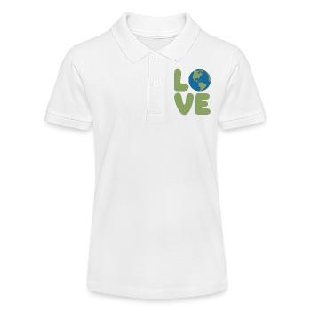 Earth Love Globe Logo - Stanley/Stella Teenager Bio-Poloshirt MINI SPRINTER - Weiß - Vorne