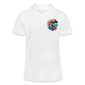 Dinosaurier-Regenbogenkappe - Stanley/Stella Teenager Bio-Poloshirt MINI SPRINTER - Weiß - Vorne
