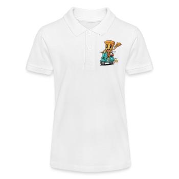 Pizza-Liefer-T-Shirt – Pizza-Stück-Design - Stanley/Stella Teenager Bio-Poloshirt MINI SPRINTER - Weiß - Vorne