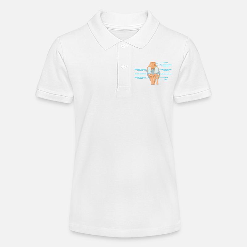 Physio genou d’anatomie Bracelet croisé Ménisque - Polo bio MINI SPRINTER Stanley/Stella Ado - blanc