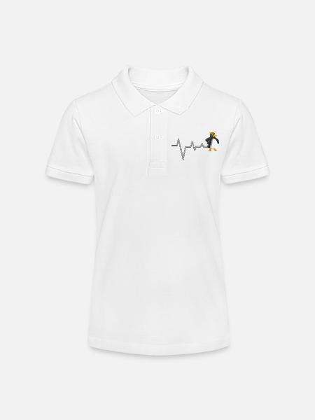 Penguin Heartbeat Fun - Stanley/Stella Teen Organic Polo Shirt MINI SPRINTER - white
